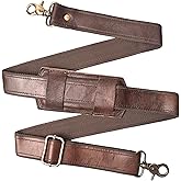 Leather Adjustable Shoulder Strap 60" with Brass Hook, Shoulder padded Replacement for Briefcase Messenger Shoulder Duffel Handbag Tote Bag