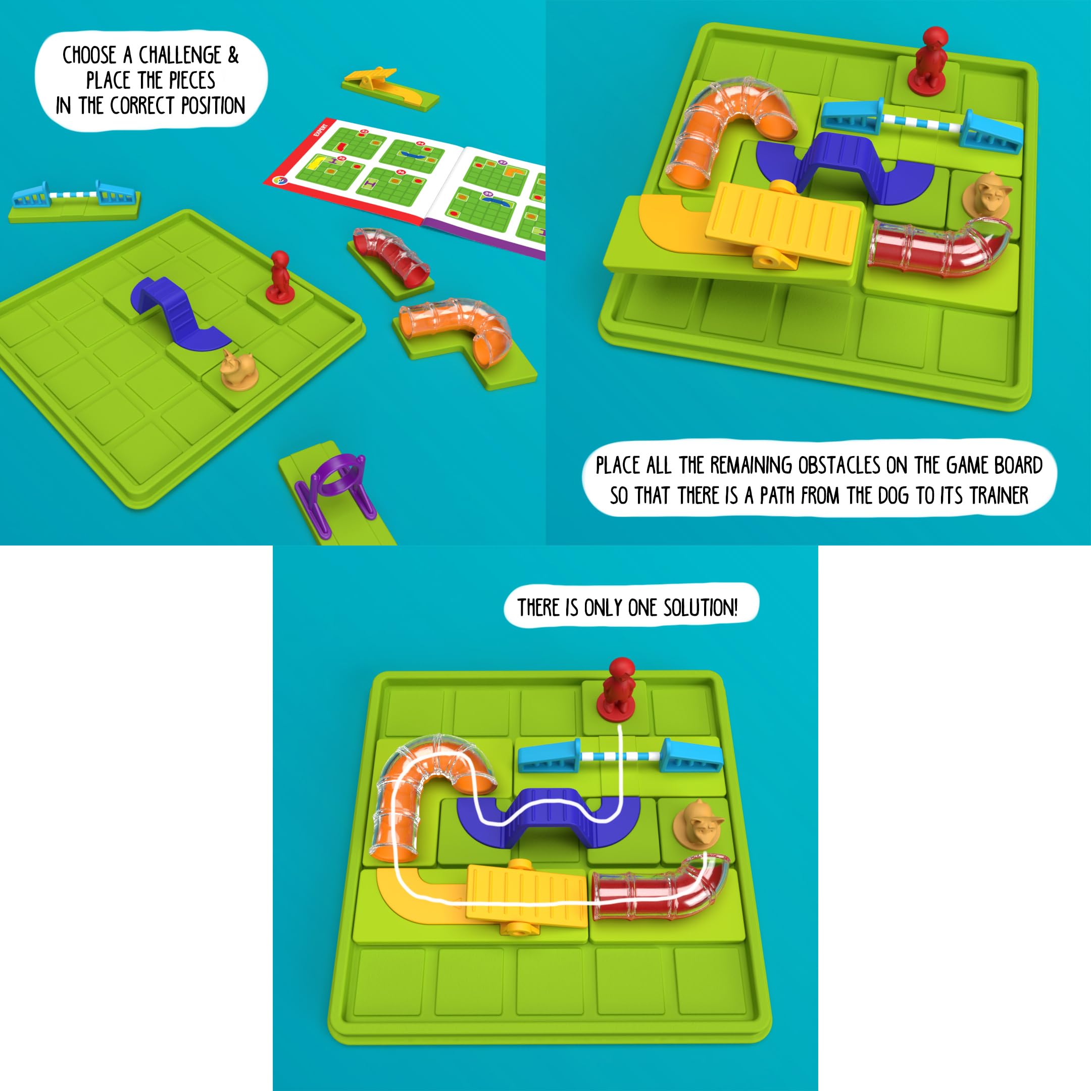 SmartGames Smart Dog: Agility Course Travel-Friendly Logic Game for Ages 7 - Adult with 60 Challenges