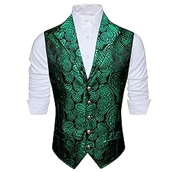 Barry.Wang Mens Silk Victorian Vest Tailored Collar