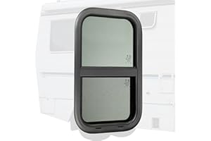 AUSUM MOTOR Vertical RV Window 14"W x 22"H Tinted Sliding RV Door Window with Net Screen & Replacement Trim Ring for 15/16" to 1-3/4" Thick Walls, Camper Window for Trailer Camper, DOT Approved