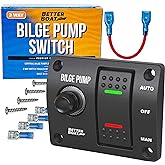 Bilge Pump Switch, 3-Way Panel with 12V LED Lights, Rocker Switch | Manual and Automatic Operation, Compatible with Auto Bilge Pump and Float Switch, Marine Grade for Boats