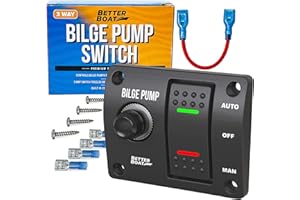 Bilge Pump Switch 3 Way with Panel and 12v LED Lights and Rocker Bilge Switch with Manual and Automatic for Auto Bilge Pump F