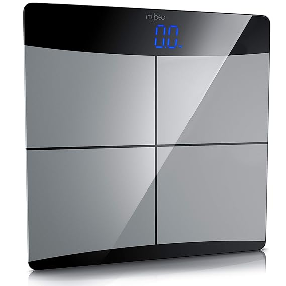 CSL-Computer MyBeo - Digitale Waage Personenwaage Körperwaage | Gewichtswaage aus Sicherheitsglas | Kg, lb | Max. 180 kg | 4X