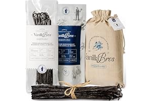 VanillaBros Madagascar Bourbon Vanilla Beans (15 Whole Pods, Grade A, 6.3–8.3 in) | High Vanillin 1.6–2.4% | Oily & Aromatic | For Baking, Desserts & Homemade Vanilla Extract | Gift-Ready Pack