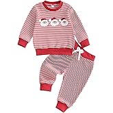 MERSARIPHY Toddler Baby Christmas Outfit Boy Girl Santa Outfit Long Sleeve Stripes Sweatshirt Pants Set Fall Winter Clothes