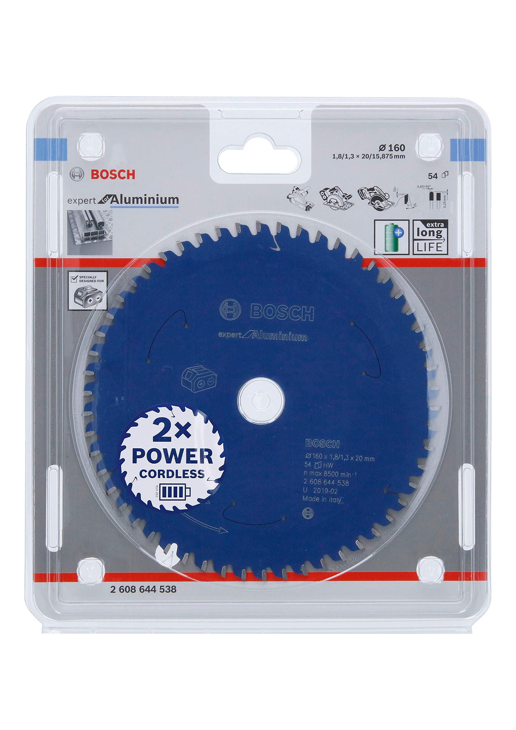 Bosch Professional Circular Saw Blade Expert (for Aluminium, 160 x 20 x 1.8 mm, 54 teeth; Accessories: Cordless Circular Saw)