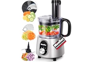 MÜELLERHOME Mueller Ultra Prep Food Processor Chopper for Dicing, Slicing, Shredding, Mincing, and Pureeing, Food Chopper for Vegetables, Meat, Grains, Nuts, 8 Cup, Silver