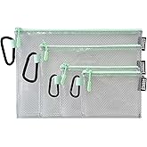 GOBAGS Air Production Multi‑Size Clear Zipper Pouch (4‑Pack) – Cable Organizer & Travel Gear Bag for Electronics, Camera Accessories, Tool Pouch & Small Tech Storage (Mint Green)