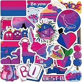 MEPLUM 60 Pcs Bisexual Pride Stickers, Bi Bisexual Stuff for Pride Accessories Present Celebration Parades Home Decor Party Supplies Festivals