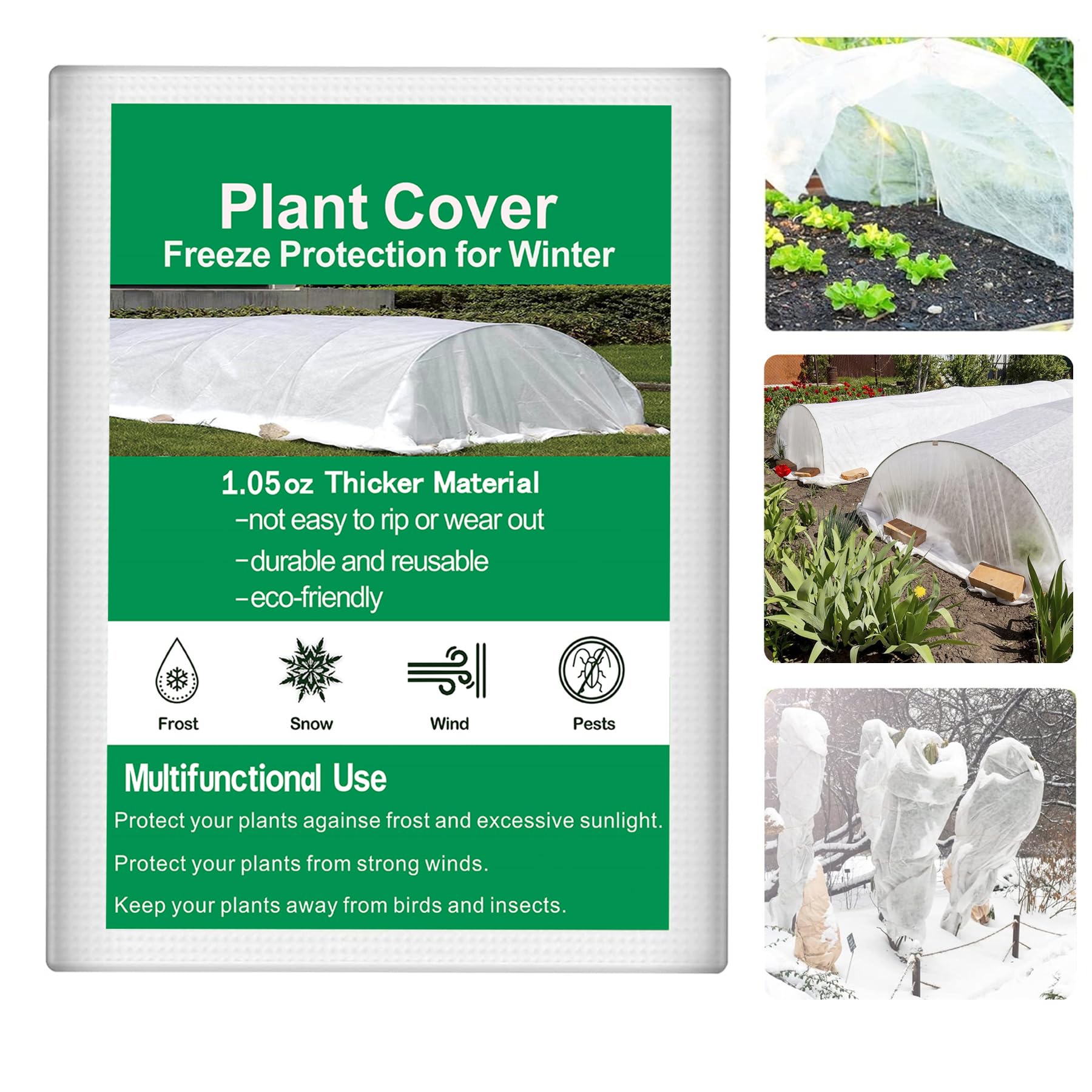 Trlyane Garden Fleece Horticultural Fleece 2 x 5m, Plant Fleece Frost Protection for Growing Vegetables, Summer Overheat Prevention and Insects Barrier