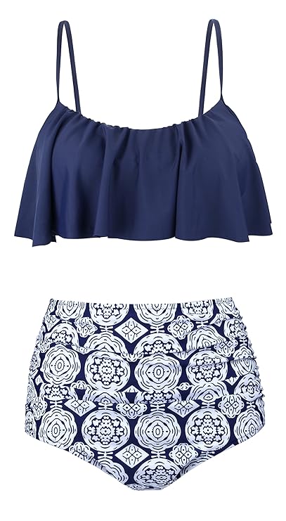 Angerella Damen Niedlich Ruffles Strap Badeanzug Crop Top Flounce Bikini