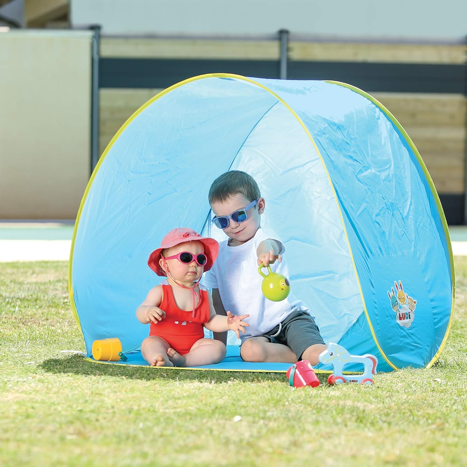 Ludi Tente De Plage Avec Protection Uv 50 Des 10 Mois Structure Pop Up Legere Se Plie Et Se Range Facilement Dans Un Sac Dimension 105 X 90 X 100 Cm