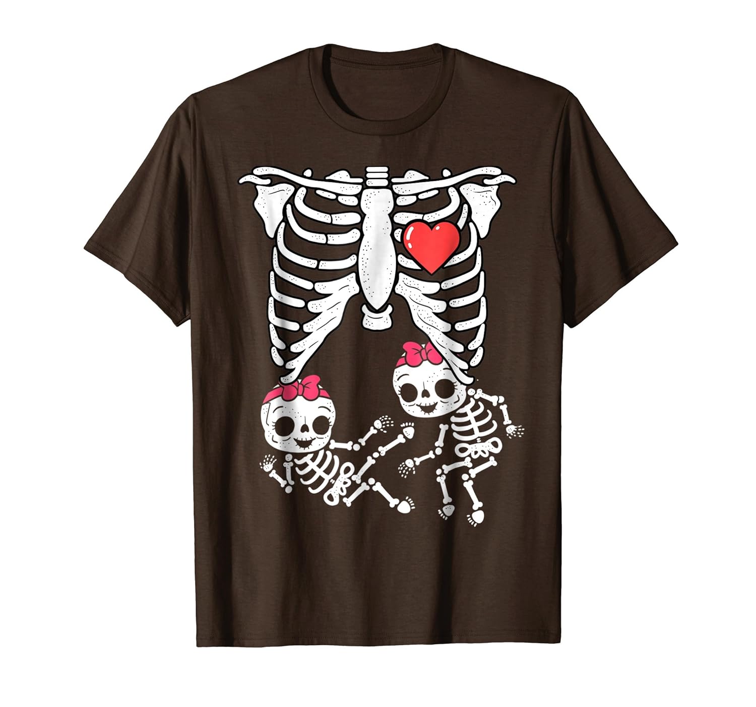 Skeleton Pregnancy Shirt Girl Twins X-Ray Pregnant Halloween-ANZ