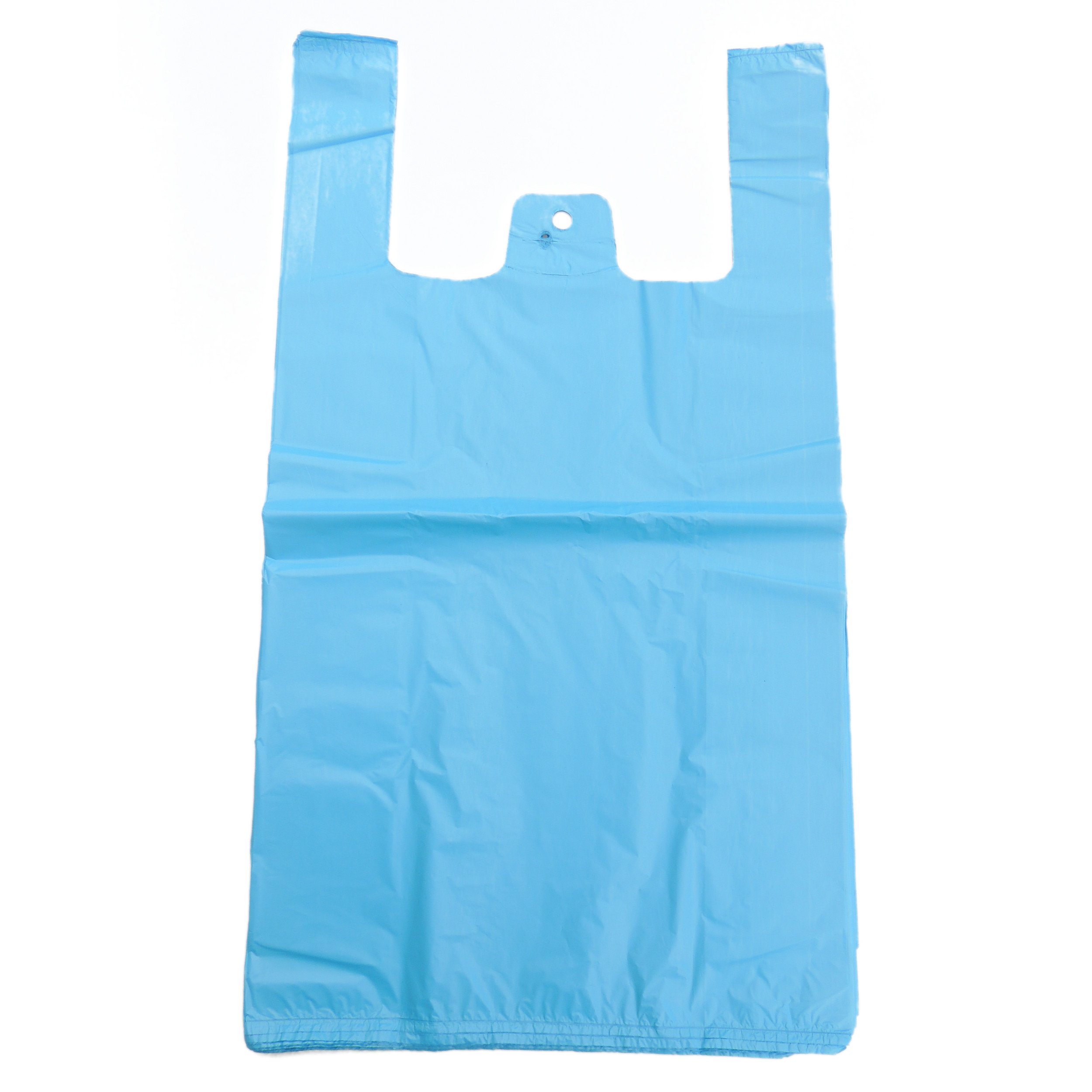 EPOSGEAR Extra Strong Eco Recycled Plastic Vest Carrier Shopping Bags - Perfect for Shops, Market Stalls, Off Licences etc (18mu Large - 11" x 17" x 21", Blue, 100)