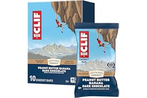 CLIF BAR - Energy Protein Bars - Peanut Butter Banana with Dark Chocolate - Made with Organic Oats - Energy Bars - Non-GMO - (10 Pack)