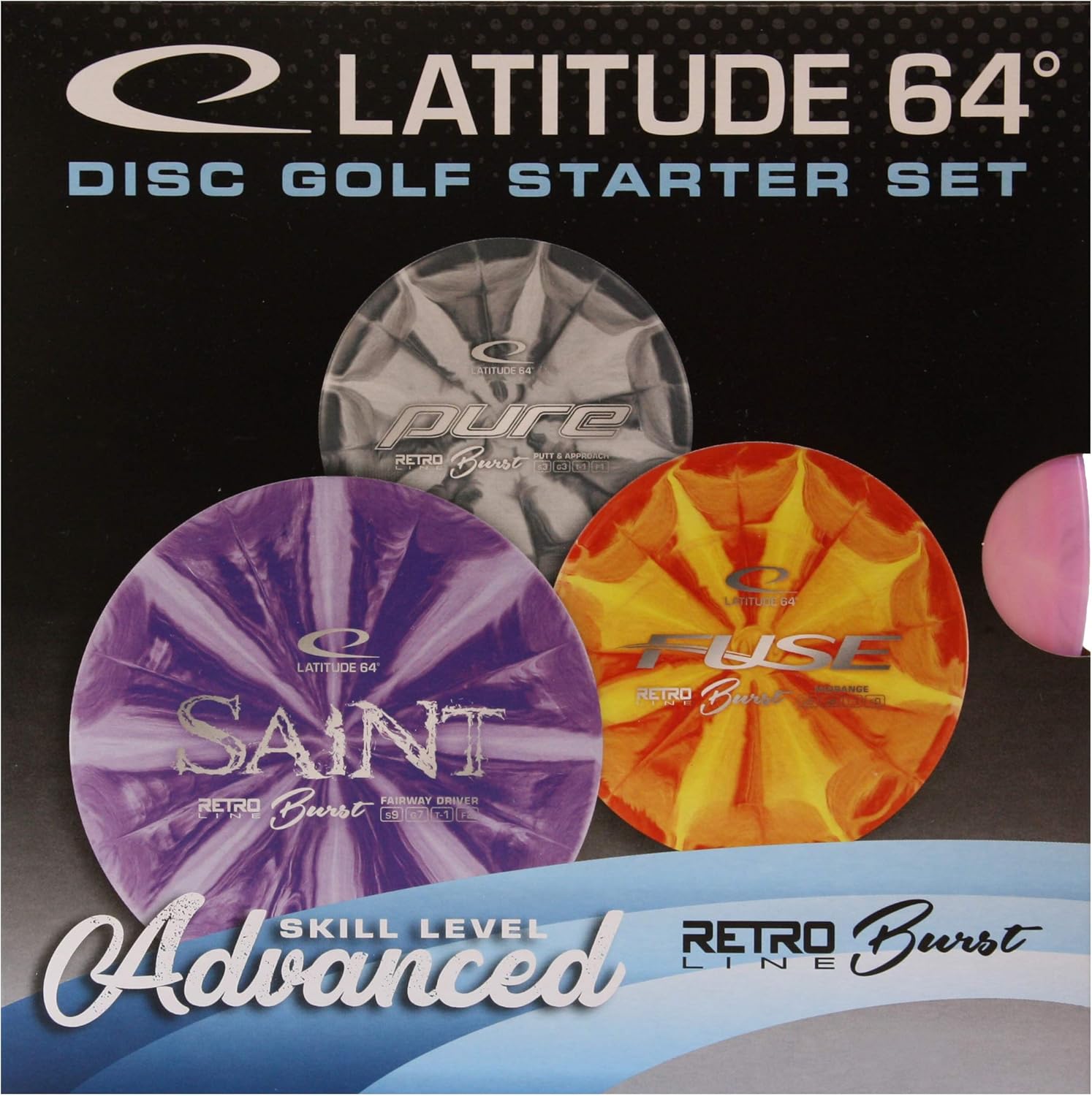 Latitude Disc Golf Kit débutant rétro Burst Advanced 3 disques avec