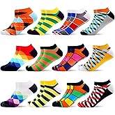 WeciBor Men's Funny Novelty Colorful Ankle Socks Cool Casual Cotton Low Cut Socks 12 Pack