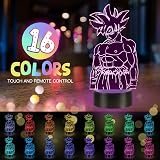 Eygerur Goku 3D LED Night Light with Remote Touch 7 Colors 16 Colors USB Bedside view 3