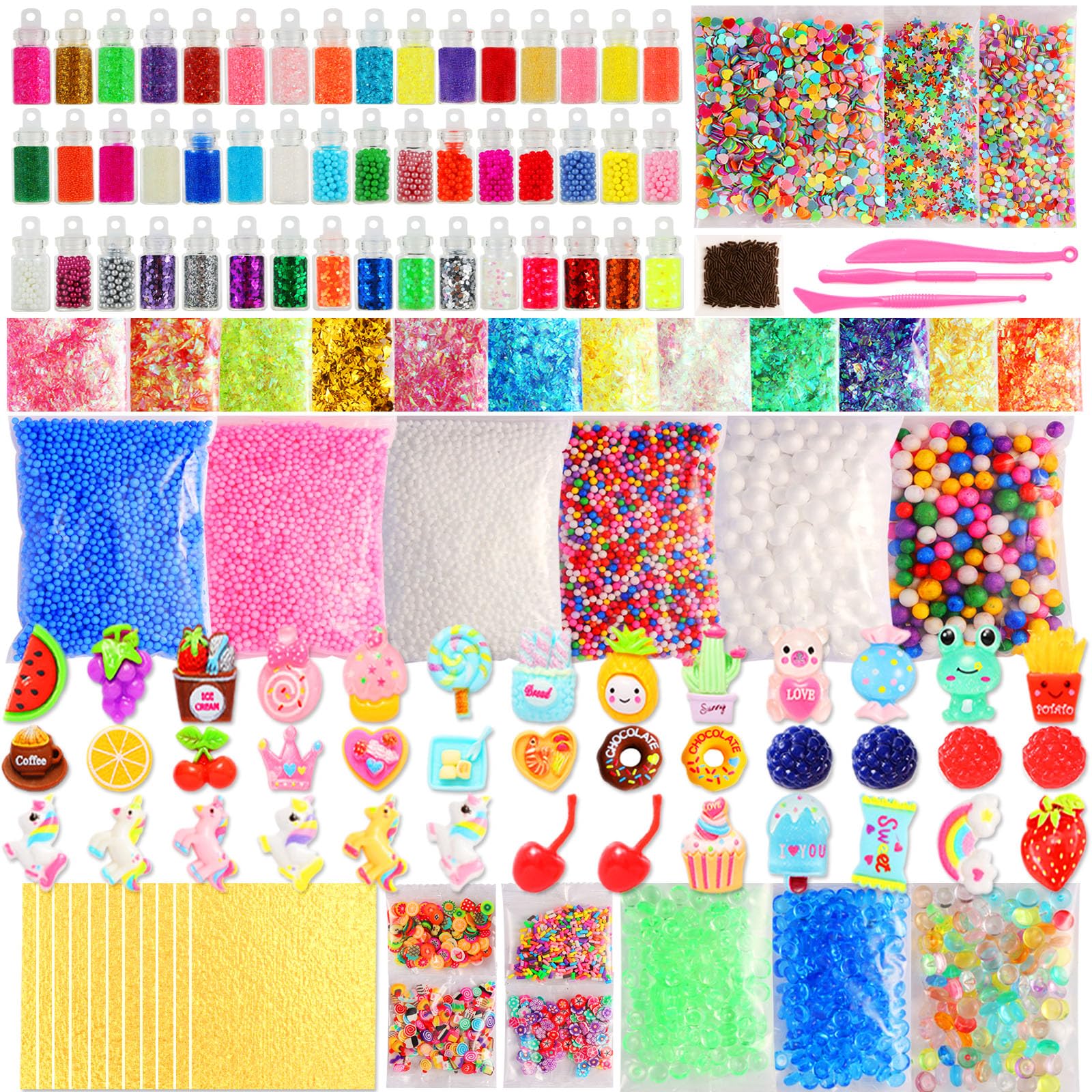 160 Pack Slime Accessories Kit for Kids – Slime Mix-Ins Craft Supplies (Charms, Glitter, Foam Balls, Sequins) – No Slime or Glue Included