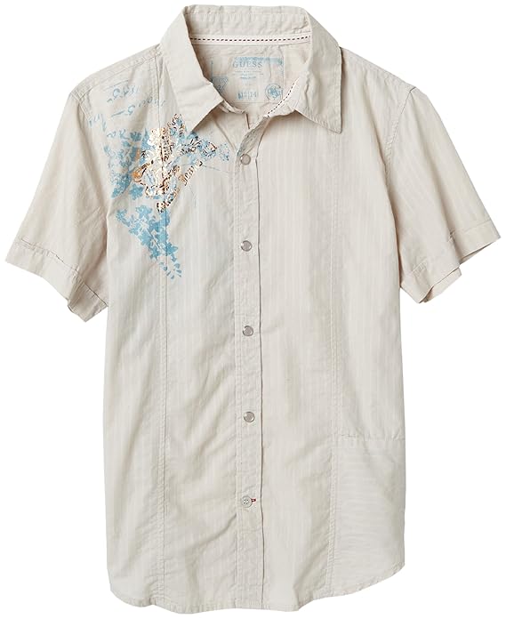 Buy GUESS Big Boys' S/S Shirt W/Screenprint, Emb &, Off-White, L(16/18) at Amazon.in
