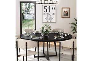 NUTIKAS Black Round Dining Table for 6 - Modern Circle 51 Inch Large Room Kitchen Dinning Tables for 4 to 6 Person Seats Small Spaces Wood Dinner Mesa De Comedor Redonda