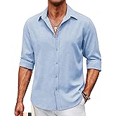 COOFANDY Men's Casual Button Down Shirt Long Sleeve Untucked Chambray Shirt Wrinkle Free Dress Shirts