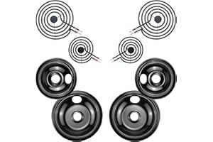 Black Burner Drip Pan Bowls 5304430149(6")5304430150(8") and Electric Stove Burners MP15YA(6") MP21YA(8") Compatible for Frigi-daire Ken-more Cro-sley Tap-pan etc Stove by MIFLUS