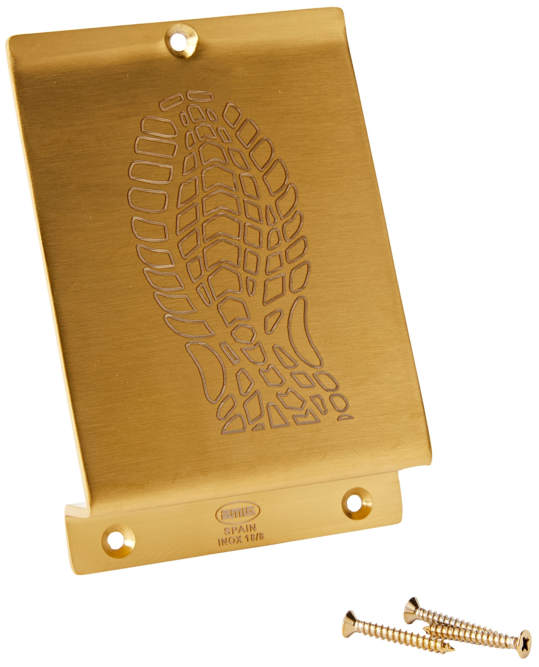 Amig - Foot Pedal Mod.1 to Push Open Heavy Doors | Stainless Steel Footprint Opener for Easy Hands-Free Opening | Ideal for Homes, Gates or Shops | 147 x 98 x 3mm | Gold