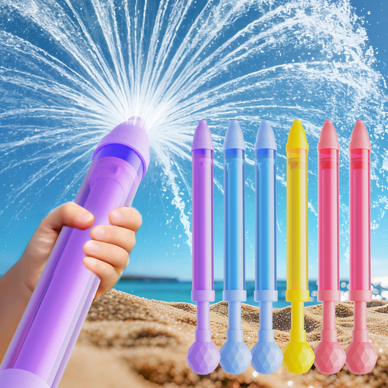 Fireworks Water Gun for Kids Adults：6 Pack Squirter Water Blaster Bulk for Kids Ages 4-12, Water Shooters Squirt Guns for Pool Toy Swimming Beach Backyard Outdoor Party Favors