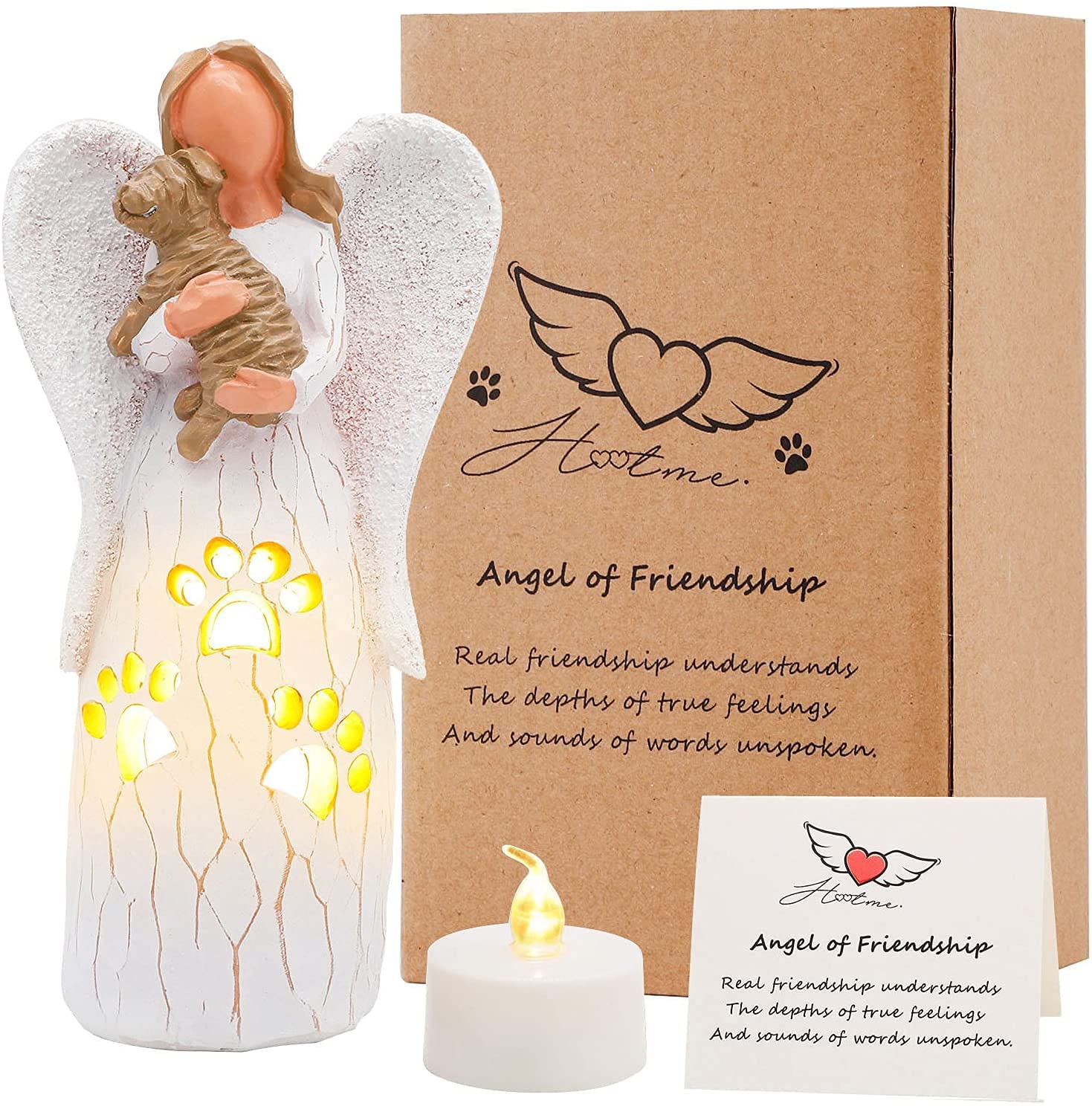 Angel Figurine of Friendship Dog Memorial Candle Holder Statue Pet Loss Sympathy Angel Gift Dog Angel Figurines Decor for Grieving Pet Dog Owners