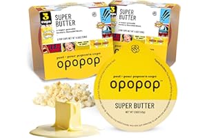 Opopop Microwave Popcorn - Pop Cups Super Butter 6-Pack, Non-GMO Gourmet Popcorn Kernels & Flavoring, Butter Popcorn, Gluten Free Snacks, Easy to Make and No Mess