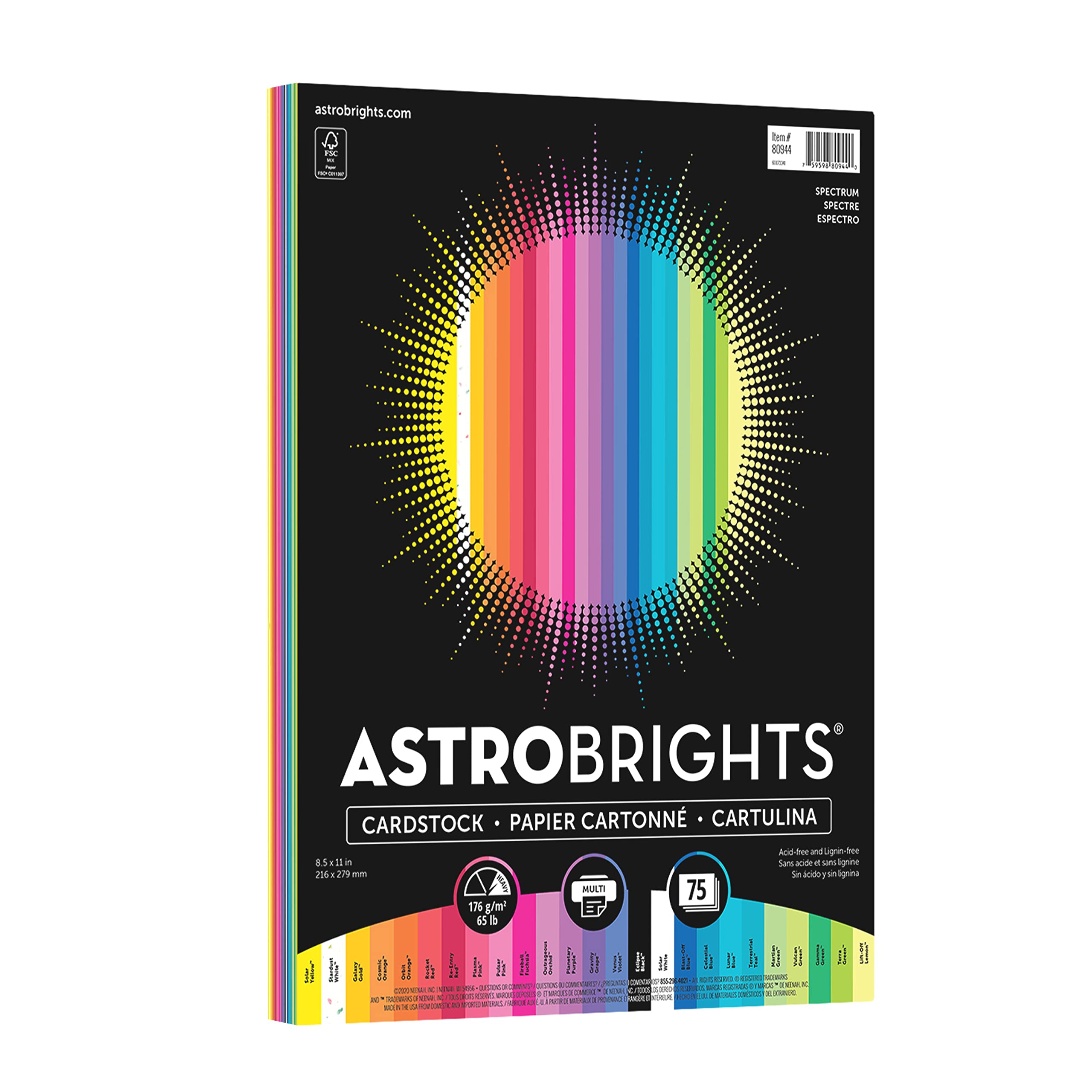 Astrobrights Colored Cardstock, 8.5” x 11”, 65