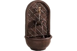 Sunnydaze 26" Outdoor Wall Water Fountain with Pump - Bronze - Messina - Electric