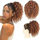 Adancyler Messy Bun Hair Piece Yaki Textured Sweet Loose Wavy Curly Hair Bun Short Drawstring Ponytail Extensions Hair Toppers Synthetic Hairpieces Pony Tails Hair Extensions for Women(T1B/30#)