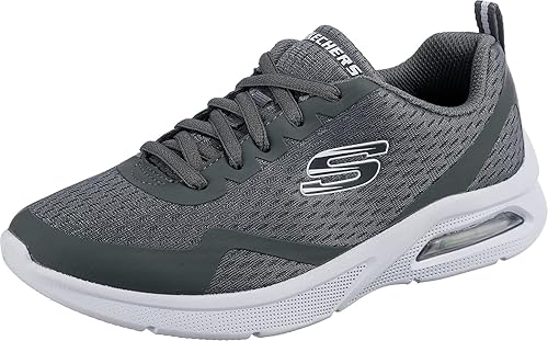 Skechers MICROSPEC MAX Sneaker, Charcoal Textile Charcoal White Trim, 10 UK Child
