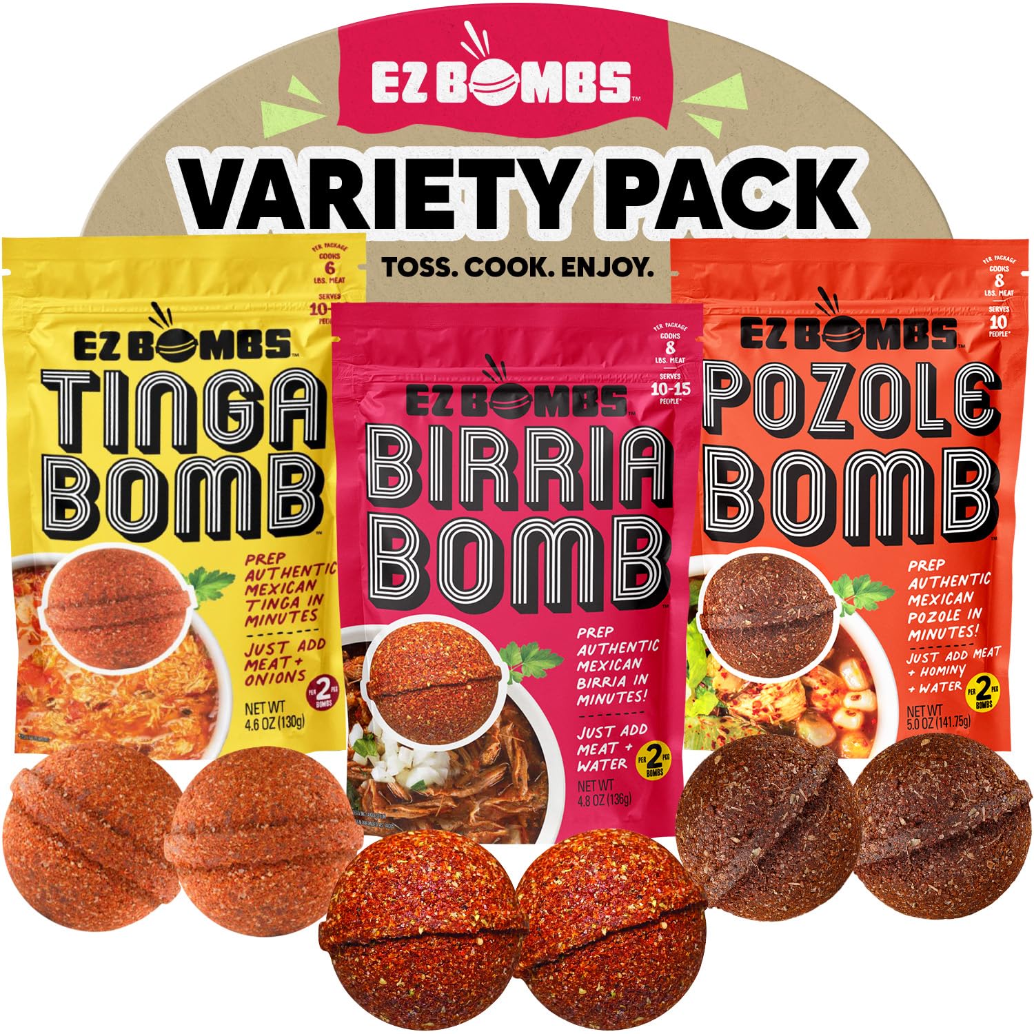 EZ Bombs Variety Pack – Pozole, Tinga & Birria
