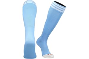 TCK Light Blue Soccer Socks Kids Youth Girls Boys Womens Mens Athletic Sports Tube Socks, Prosport Striped (Columbia Blue/White, Medium)