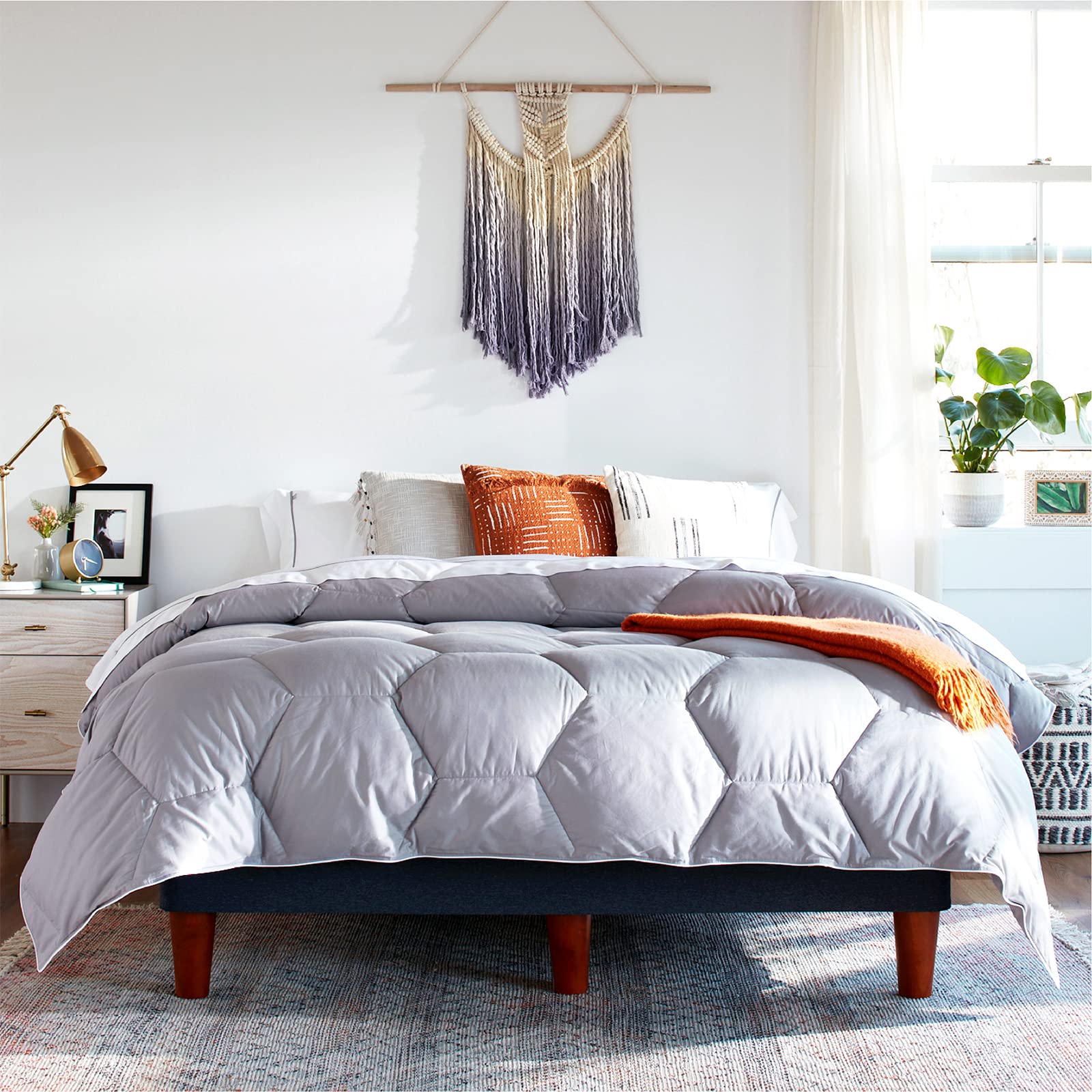 Photo 1 of Layla All Season Down Alternative Comforter, (Gray, Twin/Twin XL), 300 Thread Count 100% Cotton Fabric with Corner Loops