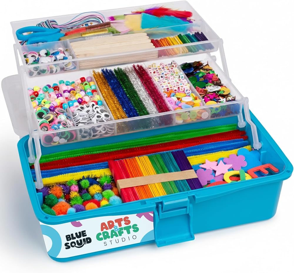 Blue Squid Deluxe Arts & Crafts Box 2800+ Pcs 2 Drawers 18 Compartments