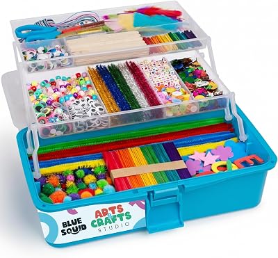 Blue Squid Deluxe Arts & Crafts Box 2800+ Pcs 2 Drawers 18 Compartments