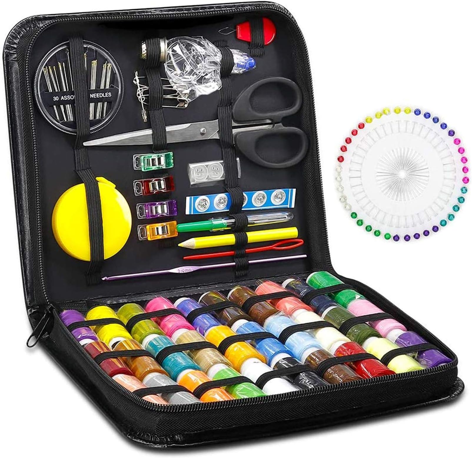 STURME Sewing Kit 126pcs Needle and Thread Kit 30 Large Cotton Thread Bobbins with High Quality PU Case Perfect Birthday Gifts for Women Suitable for Home Travel and Emergency Use