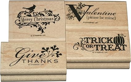 Download Amazon Com Stampin Up Holiday Best Rubber Stamps Set Of 4 Arts Crafts Sewing PSD Mockup Templates