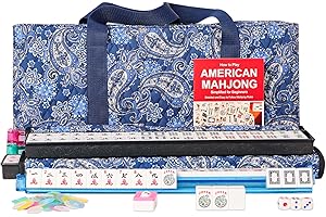 ZGME American Mahjong Set,166 Premium White Tiles with Soft Bag and Accessories,4 All-in-One Mahjong Racks with Pushers,Complete Western Mah Jongg,Mah-Jongg,Ma Jong Set
