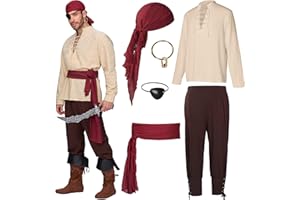 Spooktacular Creations Men Pirate Costume, Adult Halloween Costume Renaissance Medieval Viking Pirate Costume for Cosplay