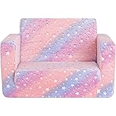 Dream On Me Nestle Kids Sofa in Tie Dye, 2-in-1 Convertible Sofa to Lounger, Low to Floor Design, Machine Washable Fabric Cover