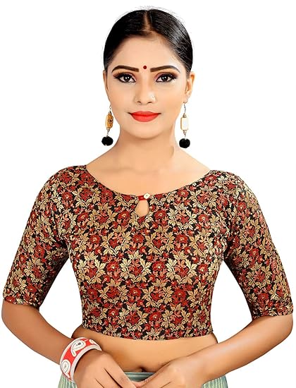 Women's Brocade & Georgette Readymade Saree's Blouse
