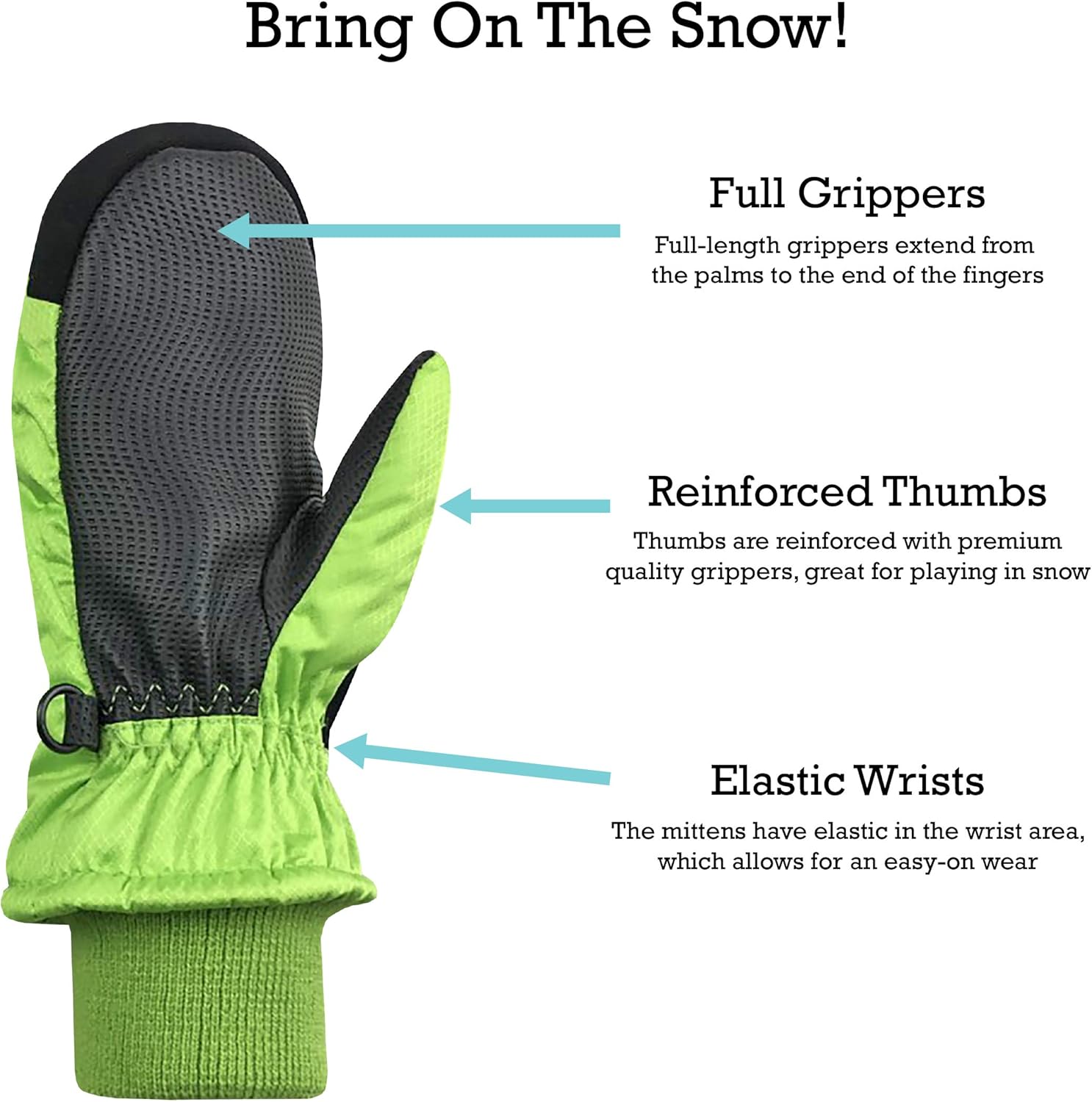 N'Ice Caps Kids Toddler and Baby Easy-On Wrap Waterproof Thinsulate Winter Mittens: Clothing