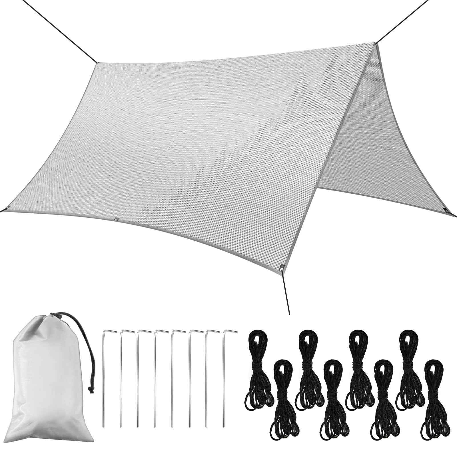 Flintronic 3M*3M Tent Tarp Waterproof *1, Hammock Rain Fly Tent Tarp, Lightweight Waterproof Camping Shelter, Portable Windproof Snowproof Tarpaulin, for Sunshade Camping Outdoor, Ivory White