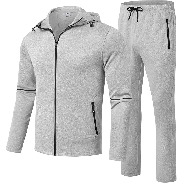 Survêtement Homme 2 Pièces – Zip Complet – Sport, Décontracté – Tissu Polyester Respirant – Poche – Taille S à 3XL – Idéal Gym, Running, Loisirs