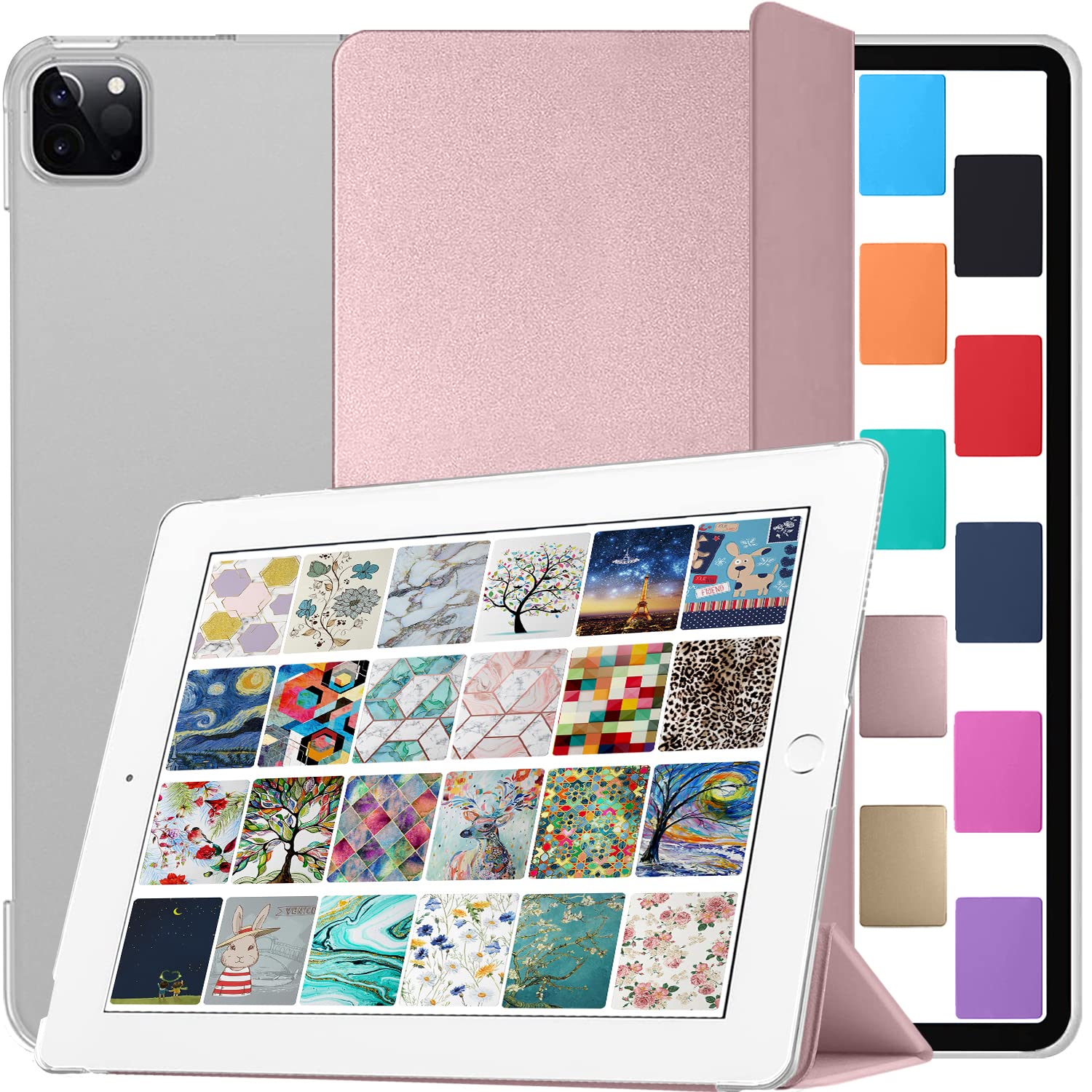 DuraSafe Cases for iPad Pro 12.9 inch 6th 5th 4th Gen PC Case A2436 MHNF3B/A MHNG3B/A MNXR3B/A MNXT3B/A A2378 MHNF3B/A MHNG3B/A A2229 MY2H2B/A A2461 MHNH3B/A MHNJ3B/A MHNK3B/A - Rose Gold
